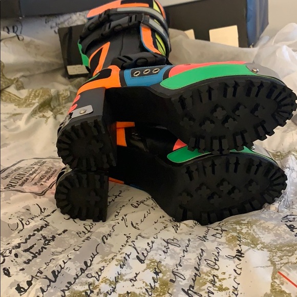 Cybertron Babe Platform Boots, Rainbow Multi Neon - Picture 4 of 6